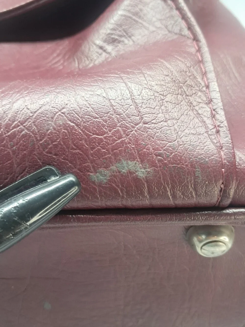 Vintage 1980s Samsonite Burgundy Leather Briefcase Flapover Attache Mexico